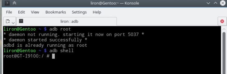 Android repartition: Start adb in root and go inside its shell